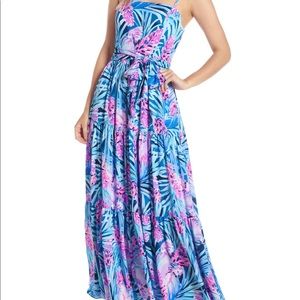Lilly Pulitzer Blue and Pink Maxi Dress